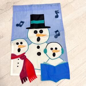 Small Garden Flag Snowman Caroling Lawn Christmas 18x12 Vintage
